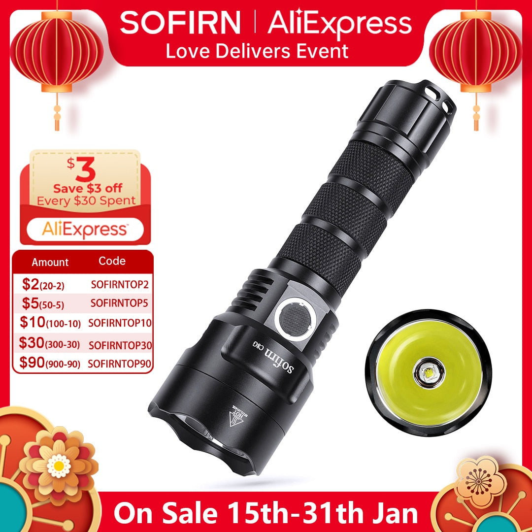 Sofirn C8G Powerful 21700 LED Flashlight SST40 2000lm 18650 Torch with ATR 2 Groups Ramping Indicator